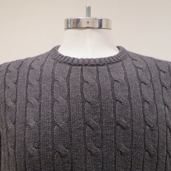Men XL Gray Sweater Old Navy Pullover Cotton Classic Casual Crew Neck Cable Knit - Picture 2 of 16